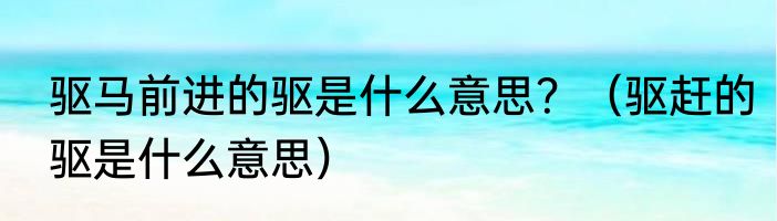 驱马前进的驱是什么意思？（驱赶的驱是什么意思）