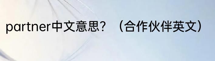 partner中文意思？（合作伙伴英文）