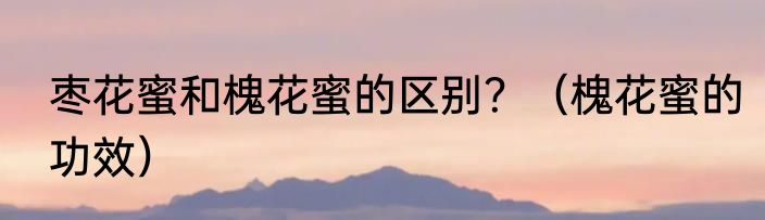 枣花蜜和槐花蜜的区别？（槐花蜜的功效）