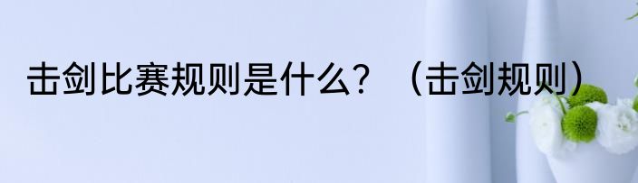 击剑比赛规则是什么？（击剑规则）