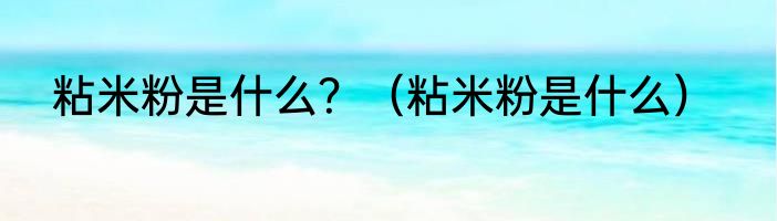 粘米粉是什么？（粘米粉是什么）