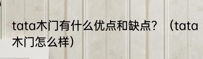 tata木门有什么优点和缺点？（tata木门怎么样）