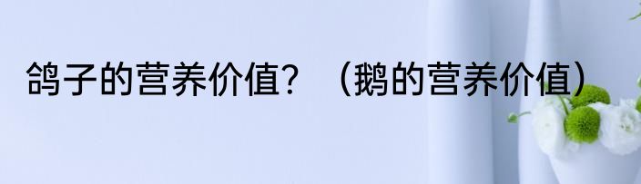 鸽子的营养价值？（鹅的营养价值）