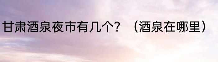 甘肃酒泉夜市有几个？（酒泉在哪里）