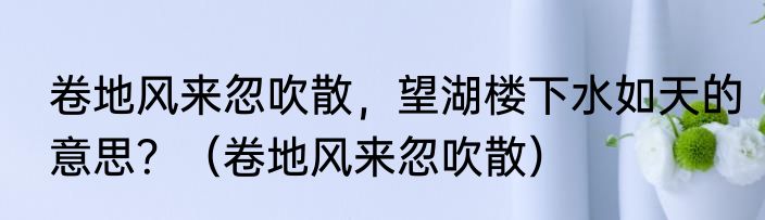 卷地风来忽吹散，望湖楼下水如天的意思？（卷地风来忽吹散）