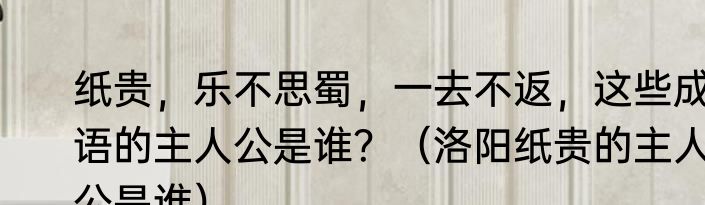 纸贵，乐不思蜀，一去不返，这些成语的主人公是谁？（洛阳纸贵的主人公是谁）