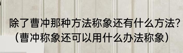 除了曹冲那种方法称象还有什么方法？（曹冲称象还可以用什么办法称象）