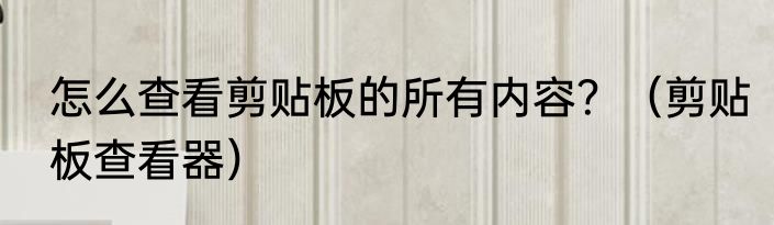 怎么查看剪贴板的所有内容？（剪贴板查看器）