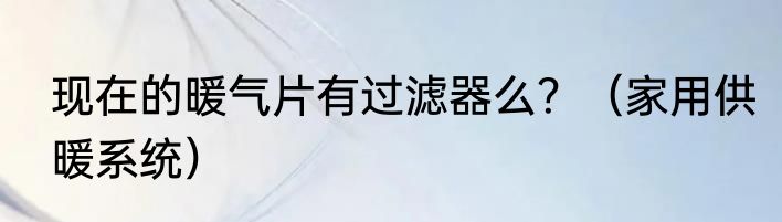 现在的暖气片有过滤器么？（家用供暖系统）