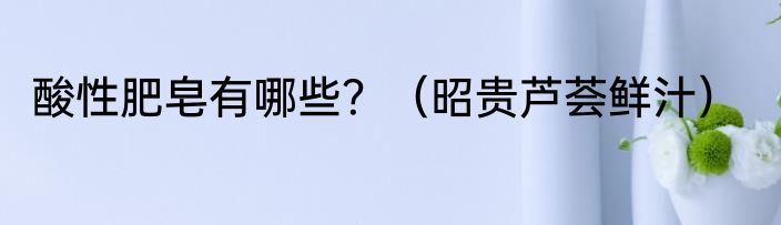 酸性肥皂有哪些？（昭贵芦荟鲜汁）