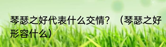 琴瑟之好代表什么交情？（琴瑟之好形容什么）