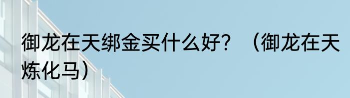 御龙在天绑金买什么好？（御龙在天炼化马）