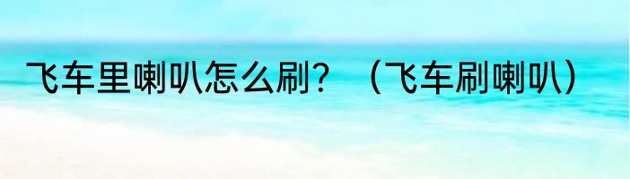 飞车里喇叭怎么刷？（飞车刷喇叭）