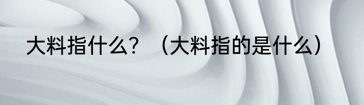 大料指什么？（大料指的是什么）