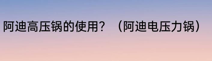 阿迪高压锅的使用？（阿迪电压力锅）