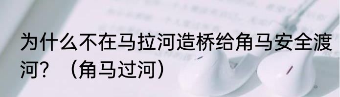 为什么不在马拉河造桥给角马安全渡河？（角马过河）