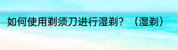 如何使用剃须刀进行湿剃？（湿剃）
