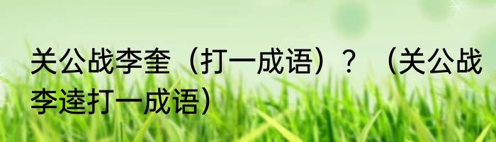 关公战李奎（打一成语）？（关公战李逵打一成语）