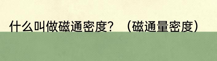 什么叫做磁通密度？（磁通量密度）