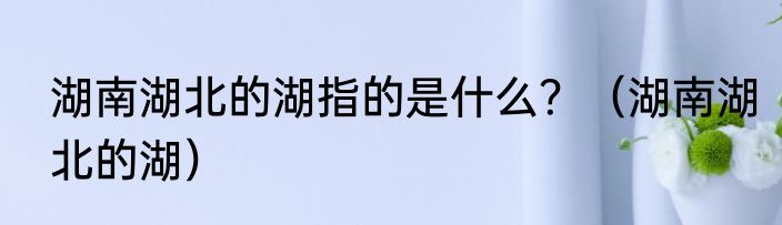 湖南湖北的湖指的是什么？（湖南湖北的湖）