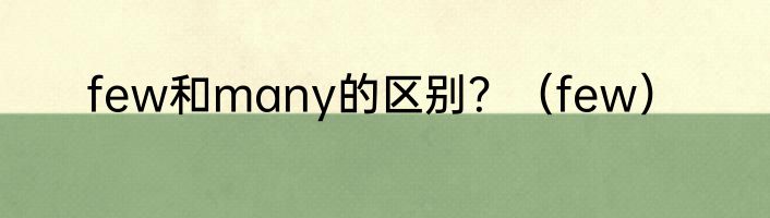 few和many的区别？（few）