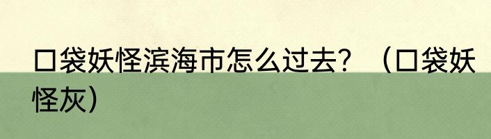口袋妖怪滨海市怎么过去？（口袋妖怪灰）