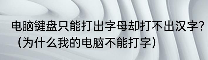 电脑键盘只能打出字母却打不出汉字？（为什么我的电脑不能打字）