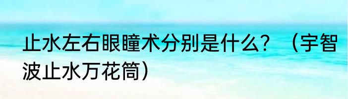 止水左右眼瞳术分别是什么？（宇智波止水万花筒）