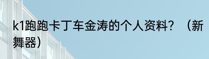 k1跑跑卡丁车金涛的个人资料？（新舞器）