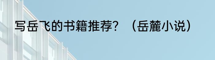 写岳飞的书籍推荐？（岳麓小说）