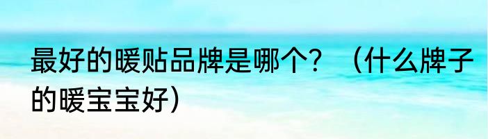 最好的暖贴品牌是哪个？（什么牌子的暖宝宝好）