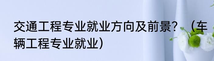 交通工程专业就业方向及前景？（车辆工程专业就业）