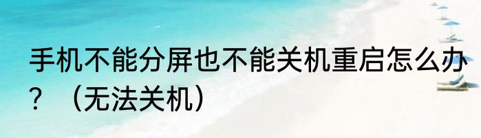 手机不能分屏也不能关机重启怎么办？（无法关机）