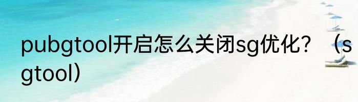 pubgtool开启怎么关闭sg优化？（sgtool）