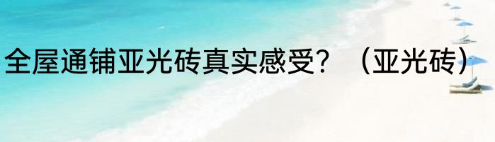 全屋通铺亚光砖真实感受？（亚光砖）