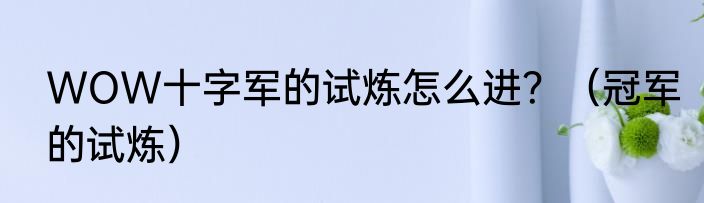 WOW十字军的试炼怎么进？（冠军的试炼）