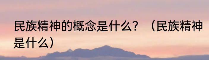 民族精神的概念是什么？（民族精神是什么）