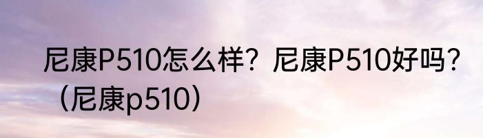 尼康P510怎么样？尼康P510好吗？（尼康p510）