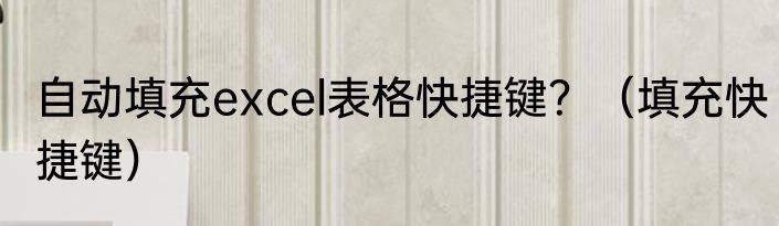 自动填充excel表格快捷键？（填充快捷键）