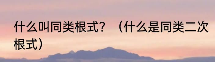 什么叫同类根式？（什么是同类二次根式）