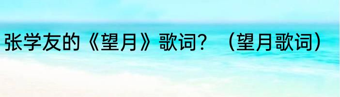 张学友的《望月》歌词？（望月歌词）
