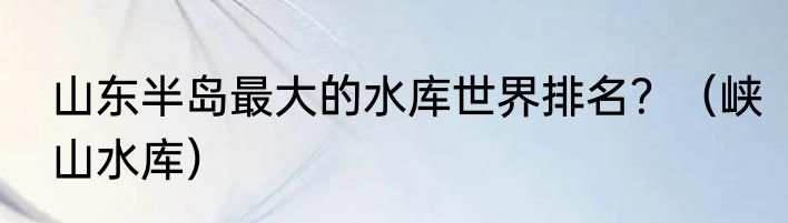 山东半岛最大的水库世界排名？（峡山水库）