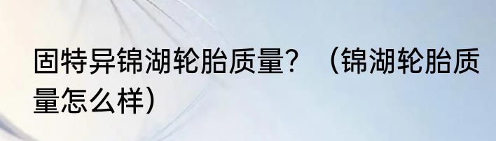 固特异锦湖轮胎质量？（锦湖轮胎质量怎么样）