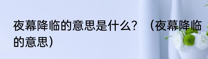 夜幕降临的意思是什么？（夜幕降临的意思）