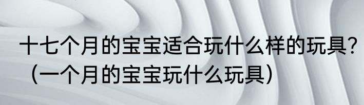 十七个月的宝宝适合玩什么样的玩具？（一个月的宝宝玩什么玩具）