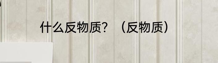 什么反物质？（反物质）