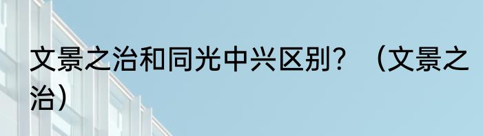文景之治和同光中兴区别？（文景之治）