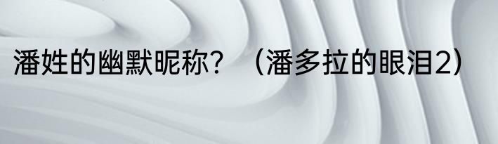 潘姓的幽默昵称？（潘多拉的眼泪2）