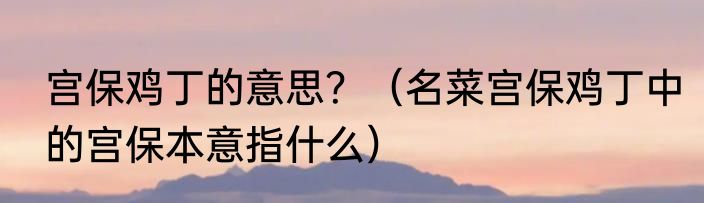 宫保鸡丁的意思？（名菜宫保鸡丁中的宫保本意指什么）