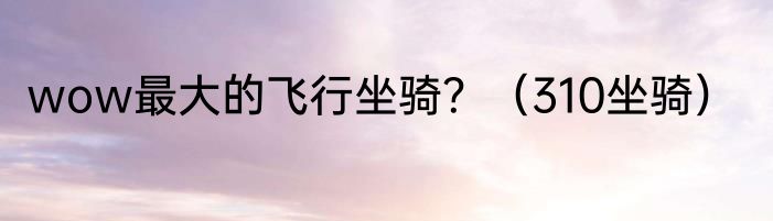 wow最大的飞行坐骑？（310坐骑）